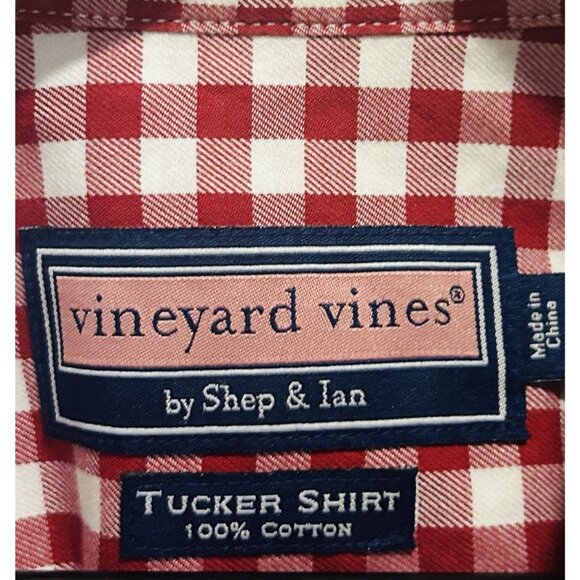 Vineyard Vines Men's Large Classic Fit Tucker Shirt Gingham Red White Check - Picture 2 of 15